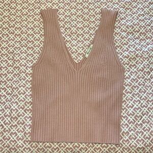 NWT Madewell Rib Knit V-Neck Crop Top/Size L